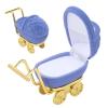 Brrnoo Mini Jewelry Ring Holder Travel Case, Baby Carriage Stroller Shape Jewelry Box, Women Girls Gift Organizer Packaging Case for Earrings Necklace, Christmas Valentine's Day (blue) view 1