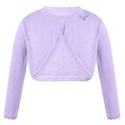 Sywiyi Kids Girls Long Sleeve Rhombus Knit Cardigan Sweater Bowknot Flower Girls Wedding Bolero Shrug Purple 2 Years