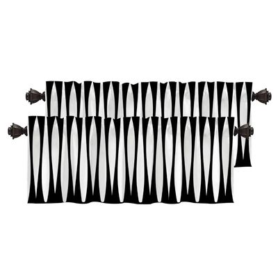 BaoNews Black Modern Curve Stripes Kitchen Valances for Windows,Black White Zebra Stripe Blackout Valances Curtains Multilayer Polyester Drapes for Kitchen Bedroom 2 Pack 52X16 Inches