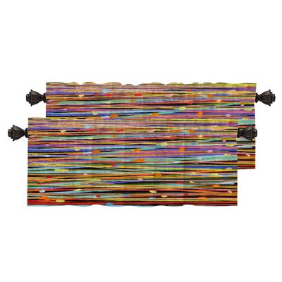 BaoNews Orange Abstract Paint Spot Kitchen Valances for Windows,Art Stripe Pattern Blackout Valances Curtains Multilayer Polyester Drapes for Kitchen Bedroom 2 Pack 52X16 Inches