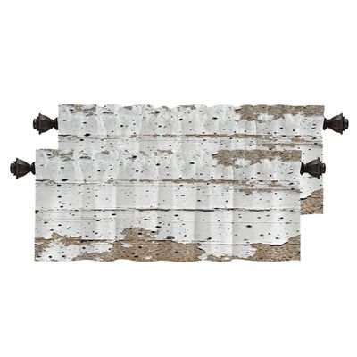 BaoNews Grey White Abstract Grunge Kitchen Valances for Windows,Art Oil Painting Blackout Valances Curtains Multilayer Polyester Drapes for Kitchen Bedroom 2 Pack 52X16 Inches