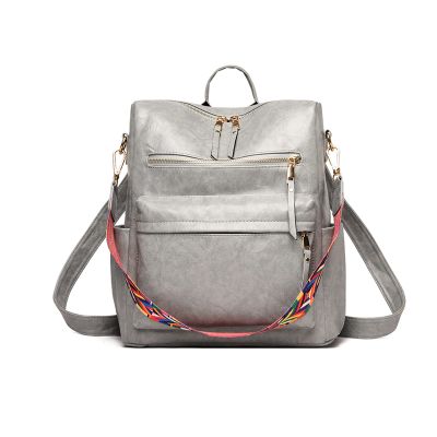 Backpack Purse Leather Shoulder Bags for Travel, Large Fashionable Designer Satchel Handbags for Women Ladies (Gray)