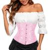 Kranchungel Corset Tops for Women: Gothic Corset Steampunk Renaissance Bustier for Halloween Costume Party, Club, Festival Outfits Adjustable Lace-Up Boned Waist Cincher Large Pink view 1
