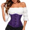 Kranchungel Corset Tops for Women: Gothic Corset Steampunk Renaissance Bustier for Halloween Costume Party, Club, Festival Outfits Adjustable Lace-Up Boned Waist Cincher X-Large Black Purple view 1