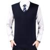 Kaxiya2021 Men's Classic Sleeveless Sweater Vest Solid Color V-Neck Knitted Sweater Autumn And Winter Business Pullover Top (Navy,X-Large) view 1