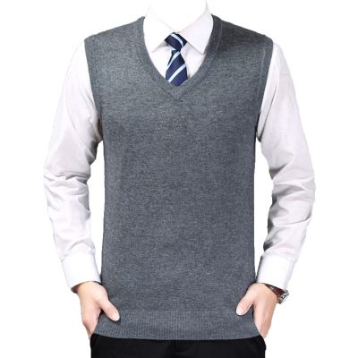 Kaxiya2021 Men's Classic Sleeveless Sweater Vest Solid Color V-Neck Knitted Sweater Autumn And Winter Business Pullover Top (Medium Gray,Medium)