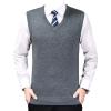 Kaxiya2021 Men's Classic Sleeveless Sweater Vest Solid Color V-Neck Knitted Sweater Autumn And Winter Business Pullover Top (Medium Gray,Medium) view 1