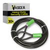 Vascer Heavy Duty Security Cable with Loops - 30 Feet (3/8") Bike Cable Lock Cut Resistant with Braided Steel and Vinyl Coating -Security Chain Lock for Bicycle, Boat, Ladder, Gate, Mower & Equipment view 1