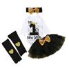 XFGLCK Newborn Baby Girls New Year Outfit Long Sleeve Romper+ Black Mesh Tulle Tutu Skirt +Legging Warms Set (MY 1st NEW YEAR, 3-6 Months) view 1