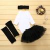 XFGLCK Newborn Baby Girls New Year Outfit Long Sleeve Romper+ Black Mesh Tulle Tutu Skirt +Legging Warms Set (MY 1st NEW YEAR, 3-6 Months) view 3