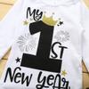 XFGLCK Newborn Baby Girls New Year Outfit Long Sleeve Romper+ Black Mesh Tulle Tutu Skirt +Legging Warms Set (MY 1st NEW YEAR, 3-6 Months) view 4