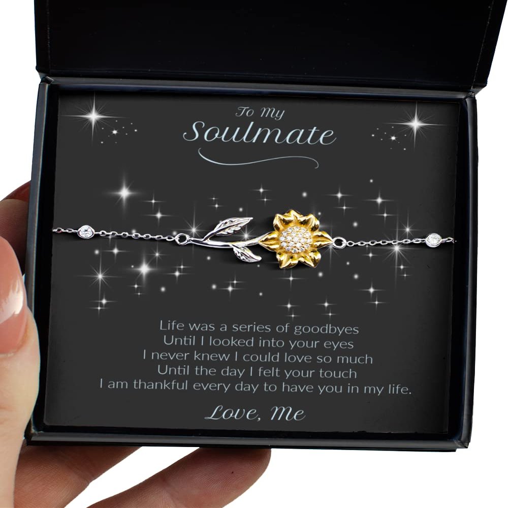 Soulmate Jewelry Gift, Sunflower Bracelet OR Sunflower Earrings, Gift for Soulmate, Wife, Girlfriend, Fiance - Gift for Wedding, Engagement, anniversa