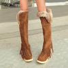 Bcshiye Women's Knee High Riding Boots,Low Heel Slouchy Warm Fur Combat Boots Mid Calf Booties Round Toe Snow Boots view 3