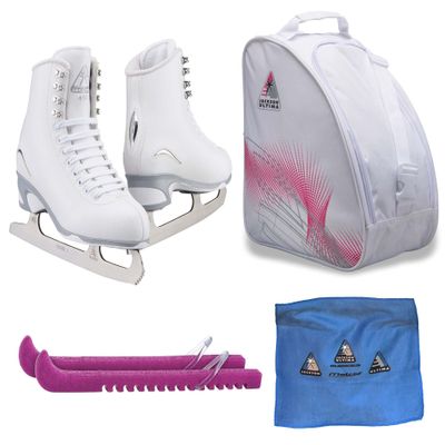 Jackson Ultima Figure Ice Skates Finesse JS450 / Medium to Wide/Adult 11 Bundle with Bag, Guardog Skate Guards, Towel