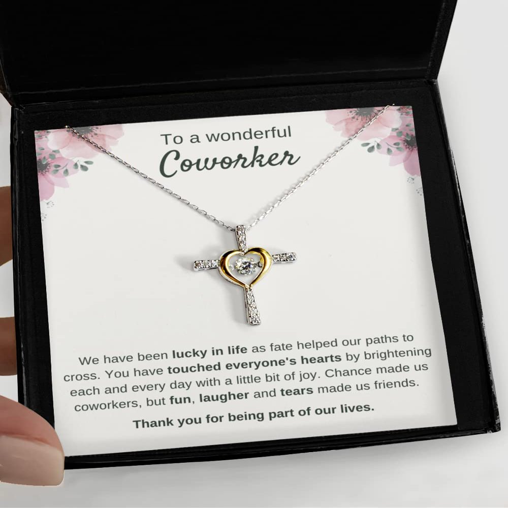 Coworker Gift, Coworker Necklace, Farewell Coworker Gift, Going Away Gift, Coworker Birthday, Coworker, Heart Necklace - Cross Dancing