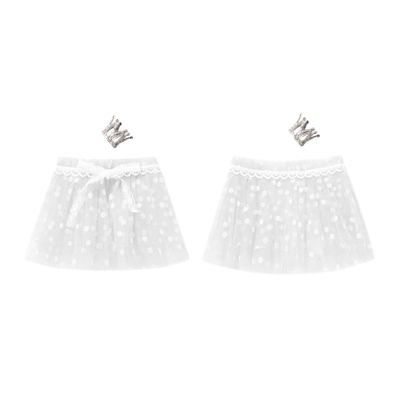 Yartina Newborn Baby Girl Photography Prop Lace Tulle Tutu Skirt with Crown Headdress Picture Photoshoot Outfit White 0-3 Months