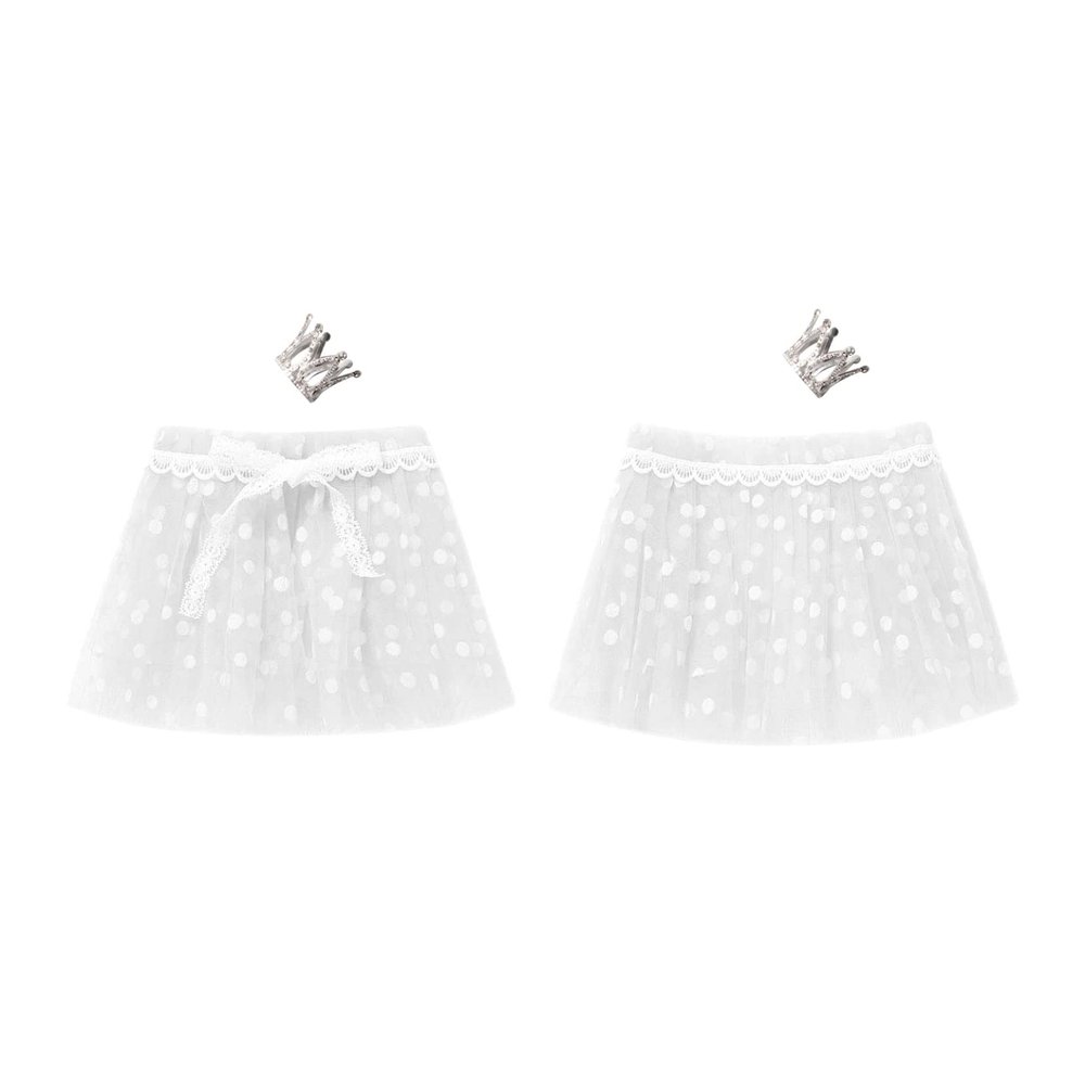 Yartina Newborn Baby Girl Photography Prop Lace Tulle Tutu Skirt with Crown Headdress Picture Photoshoot Outfit White 0-3 Months