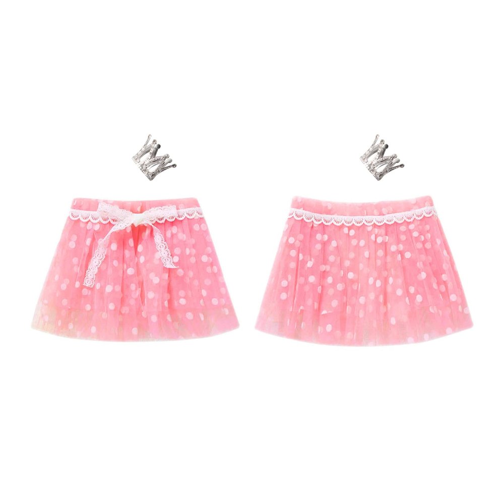Yartina Newborn Baby Girl Photography Prop Lace Tulle Tutu Skirt with Crown Headdress Picture Photoshoot Outfit Pink 0-3 Months