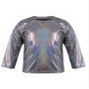 Agoky Kids Girls Metallic Hip Hop Jazz Dance Top Long/Short Sleeve T-Shirt Tops Fashion Loose Fit Dance Performance Costume Black 15-16 Years view 1