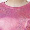 Agoky Kids Girls Metallic Hip Hop Jazz Dance Top Long/Short Sleeve T-Shirt Tops Fashion Loose Fit Dance Performance Costume Rose Red 15-16 Years view 4