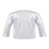 Agoky Kids Girls Metallic Hip Hop Jazz Dance Top Long/Short Sleeve T-Shirt Tops Fashion Loose Fit Dance Performance Costume Silver 17-18 Years view 2