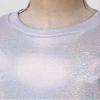 Agoky Kids Girls Metallic Hip Hop Jazz Dance Top Long/Short Sleeve T-Shirt Tops Fashion Loose Fit Dance Performance Costume Silver 17-18 Years view 4