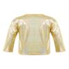 Agoky Kids Girls Metallic Hip Hop Jazz Dance Top Long/Short Sleeve T-Shirt Tops Fashion Loose Fit Dance Performance Costume Gold 17-18 Years view 2