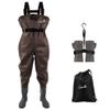 GREENWATER Fishing Chest Waders for Men Women with Boots Waterproof 2ply Nylon PVC Lightweight Bootfoot Waders for Hunting (Brown, M7/W9) view 1