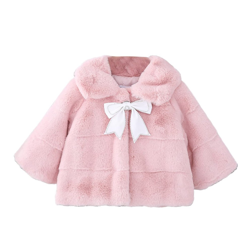 Kaerm Faux Fur Coat Infant Baby Girls Jacket Cape Thickening Cloak Poncho Cardigan Tops Fall Winter Outerwear Pink 4 3-4 Years