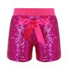 Agoky Kids Girls Fashion Elastic Waist Pull On Shiny Sequin Dance Shorts with Bowknot Hip Hop Jazz Dance Training Short Pants Hot Pink 5-6 Years view 1