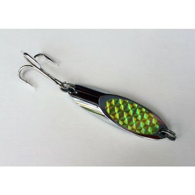 Casting Spoon 2oz Holographic Fishing Lure Treble Hook - Chartreuse