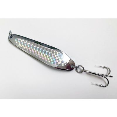 Spoon Casting 5oz Holographic Laser Fishing Lure Treble Hook - Silver