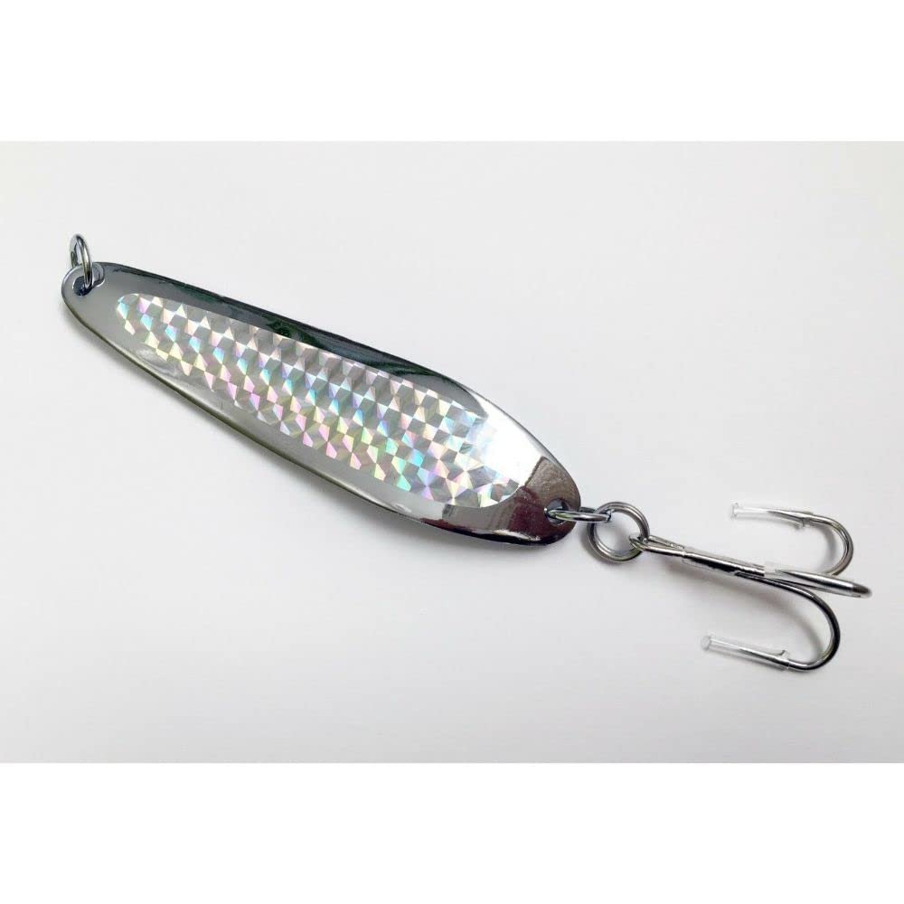 Spoon Casting 5oz Holographic Laser Fishing Lure Treble Hook - Silver