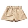 Aislor Girls Kids Dance Shorts Stretch Thick Warm Fleece Faux Leather Shorts High Waist Button Front Velvet PU Shorts White 9-10 Years view 3