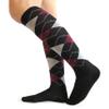 Spotlight Hosiery Women's Fashion Argyle Knee High Socks, Black/Maroon(Burgundy)/Light Gray view 1