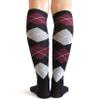 Spotlight Hosiery Women's Fashion Argyle Knee High Socks, Black/Maroon(Burgundy)/Light Gray view 4