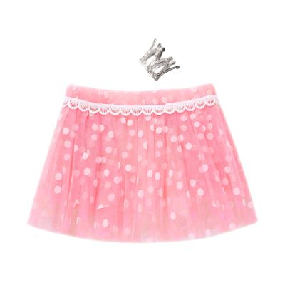ACSUSS Newborn Baby Girl Photography Prop Outfit Polka Dots Tulle Skirt with Crown Photo Props Pink 0-2 Months