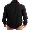 Hedmy Mens One Piece Long Sleeves Turn-Down Collar Button Down Bodysuit Dress Shirt Tops Undershir Black X-Large view 3