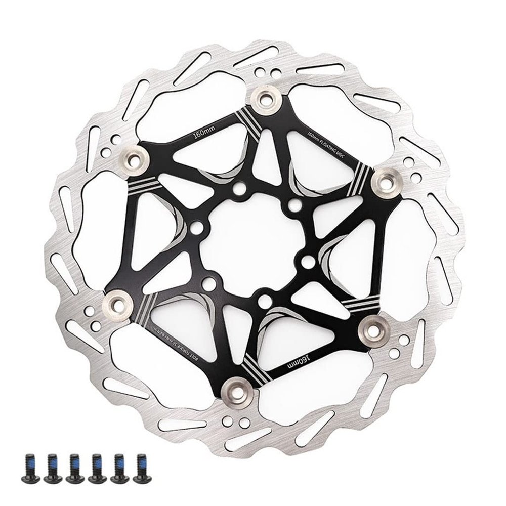 LvTu Bike Disc Brake Rotor 160mm with 6 Bolts LvTu-Rotor About 99g for Road Bike Mountain Bikes DH BMX (Color : Black)