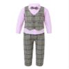 ranrann Baby Boy Clothes Outfit Suit Long Sleeve Dress Shirt Gentleman Tuxedo Vest Formal Wedding Birthday Party Suit Pink 3-4 Years view 1