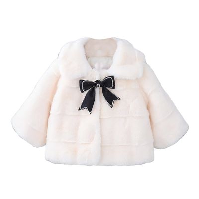 iiniim Toddler Baby Girls Faux Fur Coat Cloak Jacket Dress Cover Cape Poncho for Wedding Birthday Winter Warm Outerwear White C 9-12 Months