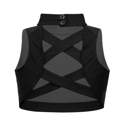 Manyakai Kids Girls Criss Cross Back Mock Neck Dance Crop Tops Strappy Sports Bra Athletic Tank Tops Black 12 Years