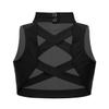 Manyakai Kids Girls Criss Cross Back Mock Neck Dance Crop Tops Strappy Sports Bra Athletic Tank Tops Black 12 Years view 1