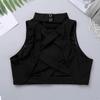 Manyakai Kids Girls Criss Cross Back Mock Neck Dance Crop Tops Strappy Sports Bra Athletic Tank Tops Black 12 Years view 4
