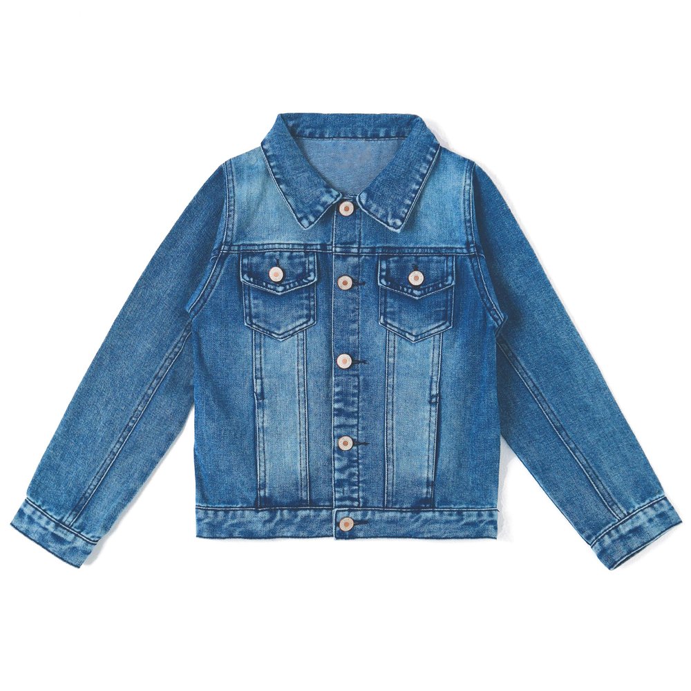 KIDSCOOL SPACE Little Kid Simple Jean Jacket, Stone Washed Soft Denim Coat Outfit,Deep Blue,7-8 Years