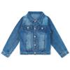 KIDSCOOL SPACE Little Kid Simple Jean Jacket, Stone Washed Soft Denim Coat Outfit,Deep Blue,7-8 Years view 1