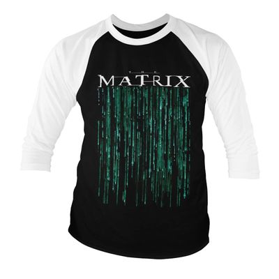 The Matrix Officially Licensed Baseball 3/4 Sleeve T-Shirt (White-Black), X-Large