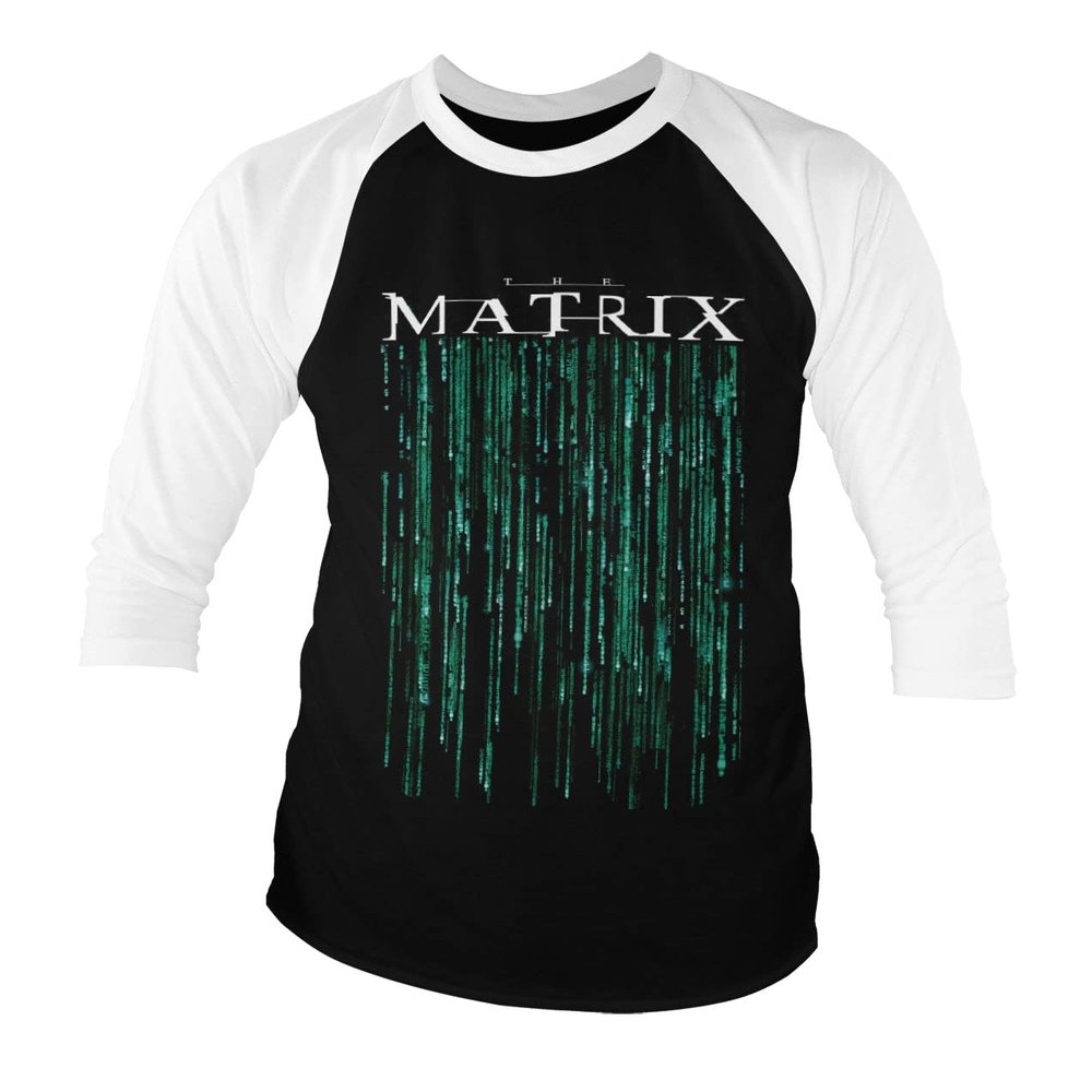 The Matrix Officially Licensed Baseball 3/4 Sleeve T-Shirt (White-Black), X-Large