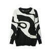 Autumn Winter Women Round Neck Sweater Loose Knit Pullover Tops Women (E3254 Black, L) view 1