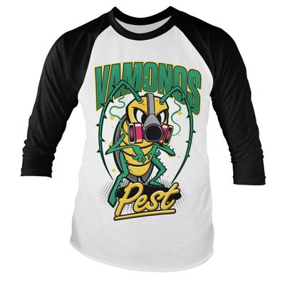 Breaking Bad Officially Licensed Vamanos Pest Bug Baseball Long Sleeve T-Shirt (White-Black), XX-Large